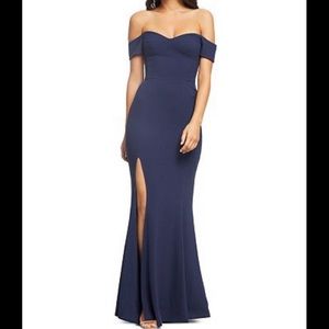 NWT Dress the Population Off the Shoulder Logan Navy Blue Dress /Gown, Size XXL